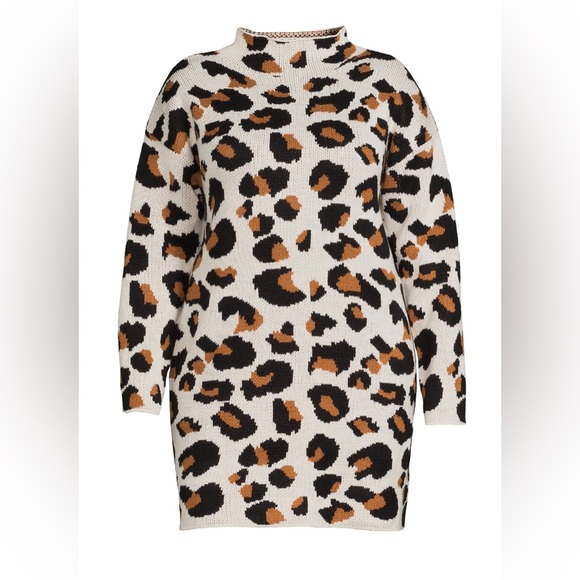 LOVE TREND New York Woman’s Leopard Printed Mock Neck Sweater Dress Size M - Picture 12 of 12